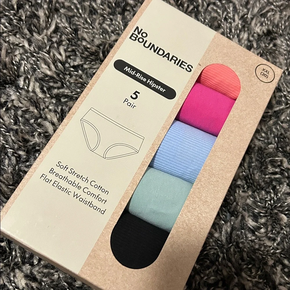No Boundaries Underwear 5-Pack - Pink, Blue, Black - Picture 3 of 3